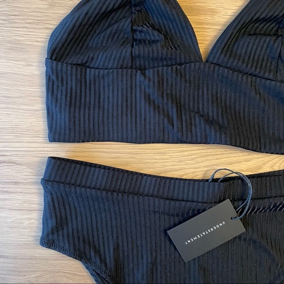 NWT Understatement bikini top & high waist bikini bottoms, black ribbed, size S. - Picture 8 of 10